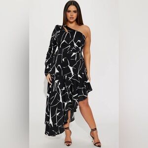 Fashion Nova Briella One Shoulder Maxi Dress